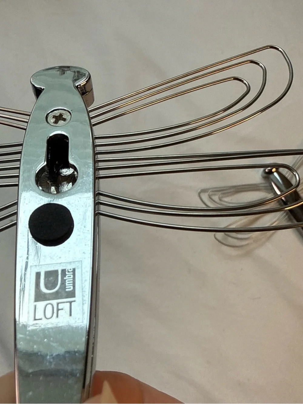 Chrome Dragonfly Wall Hooks Pair - Clear Wing Accent